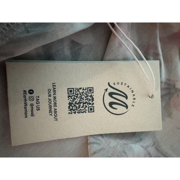 Maaji Luna Maxi Dress Womens Medium Anthropologie Floral Button Front Kimono - Picture 12 of 15